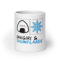 Onigiri and Snowflakes for the Holidays White Mug