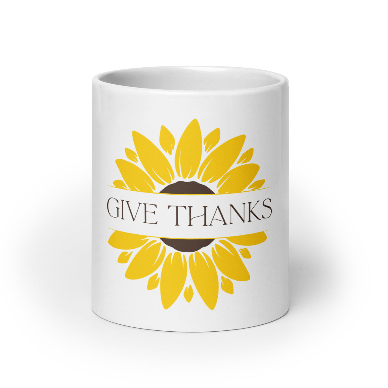 Sunflower Gratitude: Give Thanks White Mug