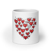 Thumbnail for Love Radiates: Sketched Hearts White Mug