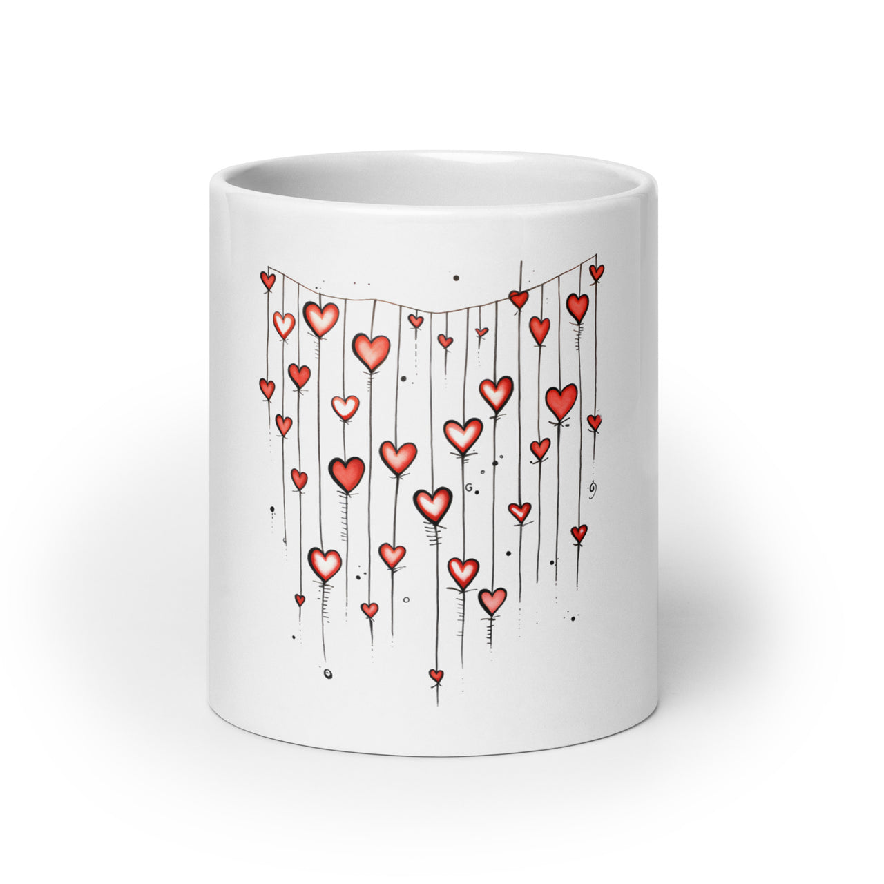 Hearts on a String: Love Airs Out White Mug