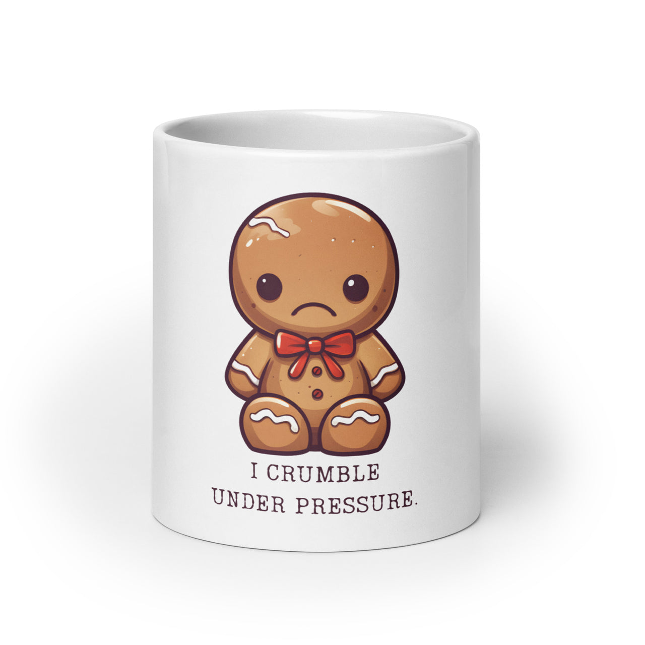 Crumble with Pressure: Sad Gingerbread White Mug
