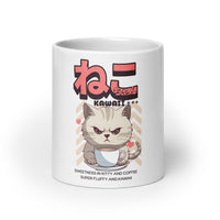 Thumbnail for Neko Coffee: Angry but Kawaii White Mug