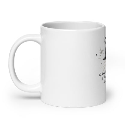Sumi-e Frog Basho's Poem Sound of Water White Mug