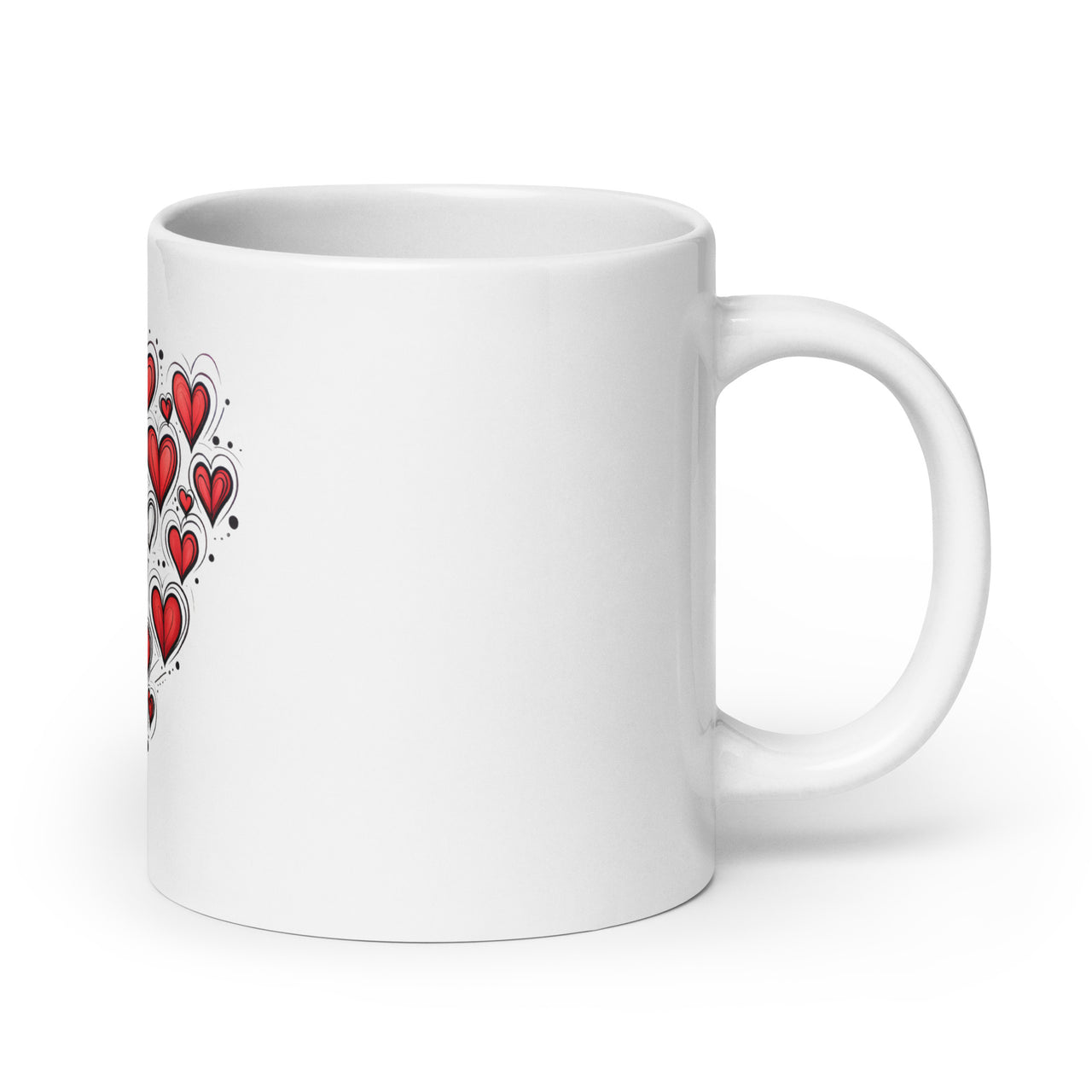Love Radiates: Sketched Hearts White Mug