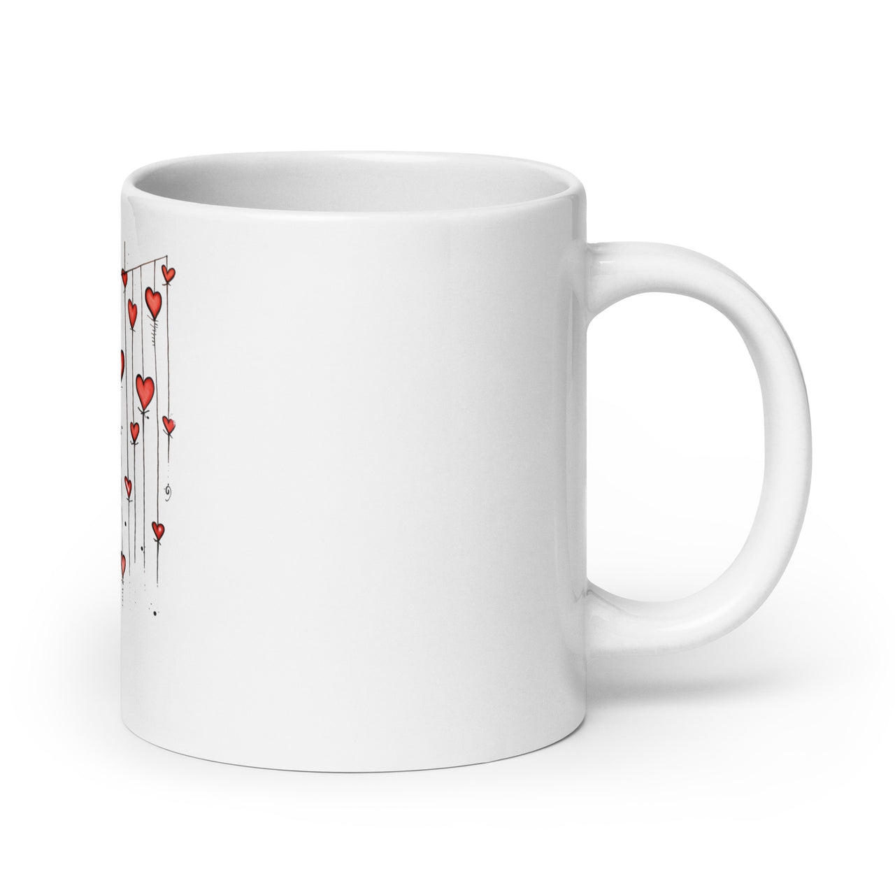 Hearts on a String: Love Airs Out White Mug
