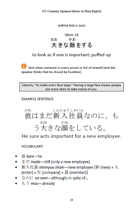 101 Common Japanese Idioms in Plain English