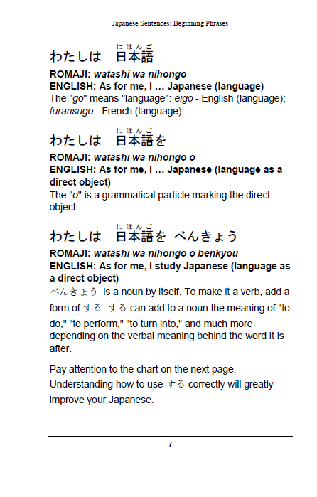 Japanese Sentences: Beginning Phrases [Paperback]