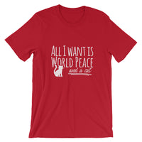 Thumbnail for All I Want is World Peace and a Cat Short-Sleeve Unisex T-Shirt - The Japan Shop