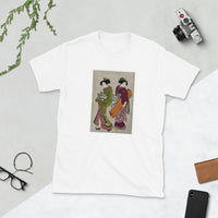 Thumbnail for Ukiyo-e of a Geisha and servant by Kitao Shigemasa Short-Sleeve Unisex T-Shirt