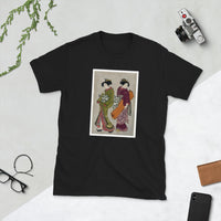 Thumbnail for Ukiyo-e of a Geisha and servant by Kitao Shigemasa Short-Sleeve Unisex T-Shirt