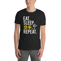 Thumbnail for Eat Sleep Karate in Japanese and Repeat Funny Martial Arts Short-Sleeve Unisex T-Shirt - The Japan Shop