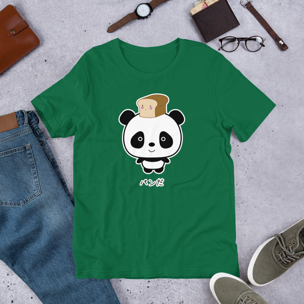 Cute and Kawaii Panda with Bread Pan Da! in Japanese Oyaji Gyagu Short-Sleeve Unisex T-Shirt - The Japan Shop