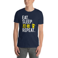Thumbnail for Eat Sleep Ninja in Japanese Repeat Funny Short-Sleeve Unisex T-Shirt - The Japan Shop