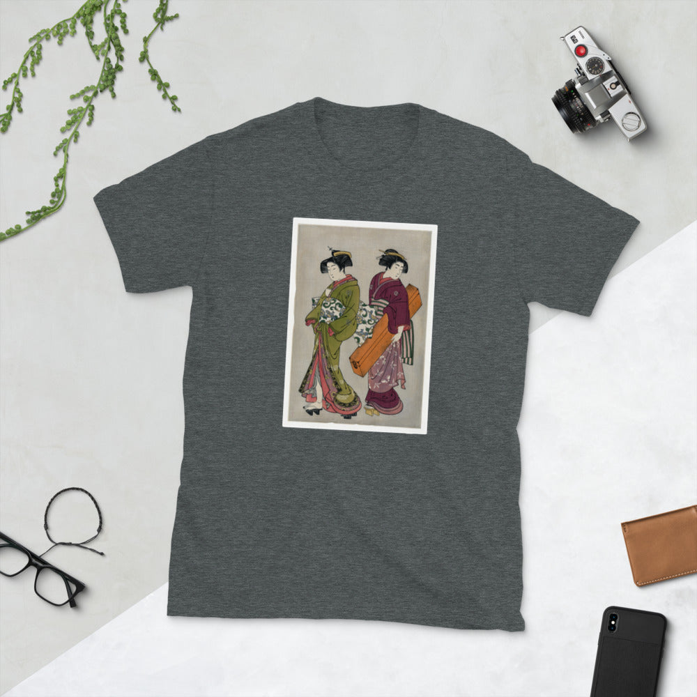 Ukiyo-e of a Geisha and servant by Kitao Shigemasa Short-Sleeve Unisex T-Shirt