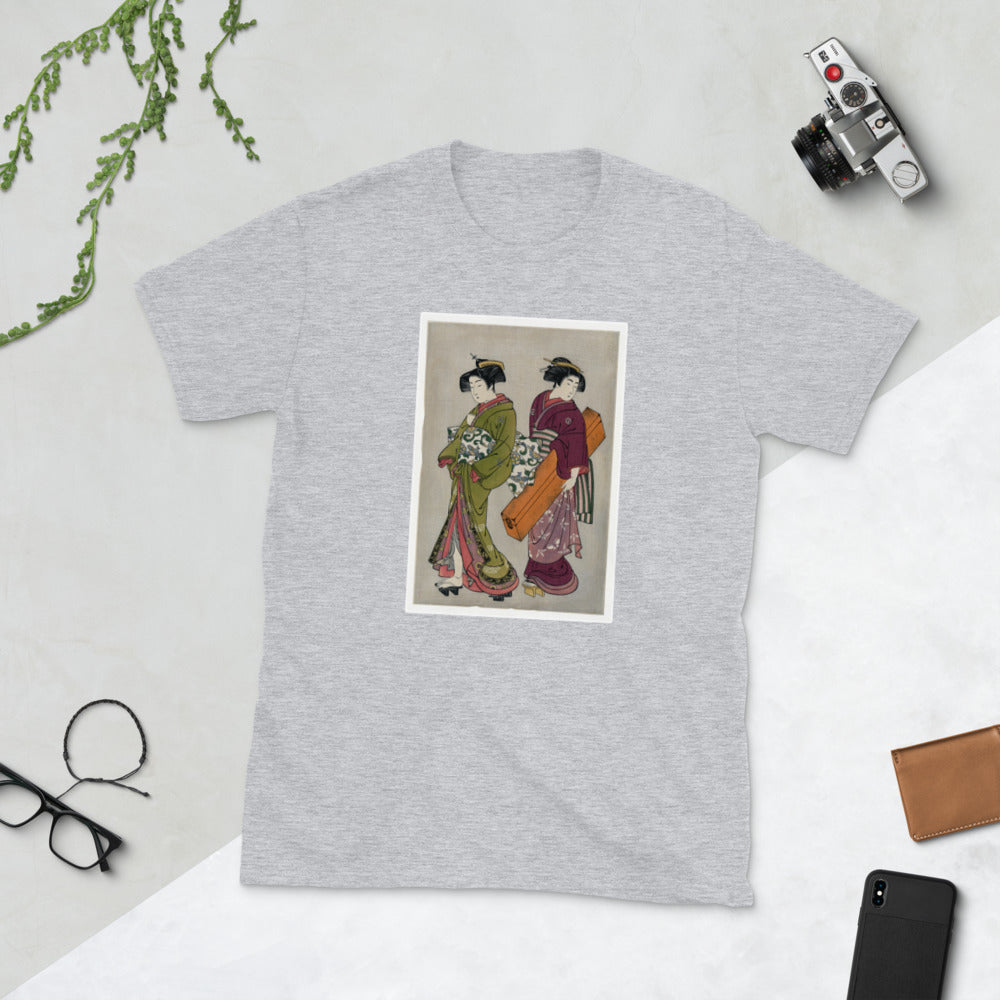 Ukiyo-e of a Geisha and servant by Kitao Shigemasa Short-Sleeve Unisex T-Shirt