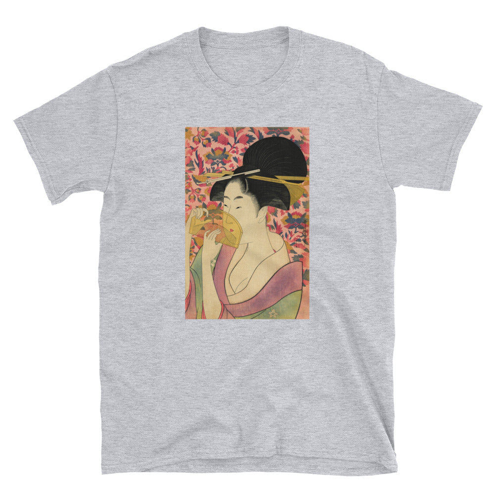 Utamaro Ukiyoe Japanese Art Bijin with Comb Short-Sleeve Unisex T-Shirt - The Japan Shop