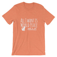 Thumbnail for All I Want is World Peace and a Cat Short-Sleeve Unisex T-Shirt - The Japan Shop