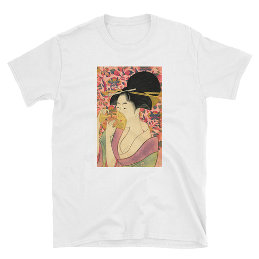 Utamaro Ukiyoe Japanese Art Bijin with Comb Short-Sleeve Unisex T-Shirt - The Japan Shop