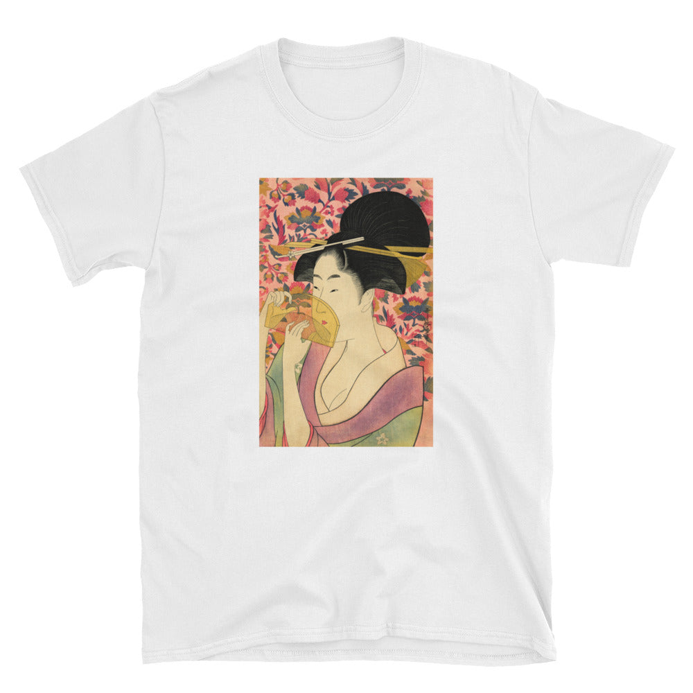 Utamaro Ukiyoe Japanese Art Bijin with Comb Short-Sleeve Unisex T-Shirt - The Japan Shop