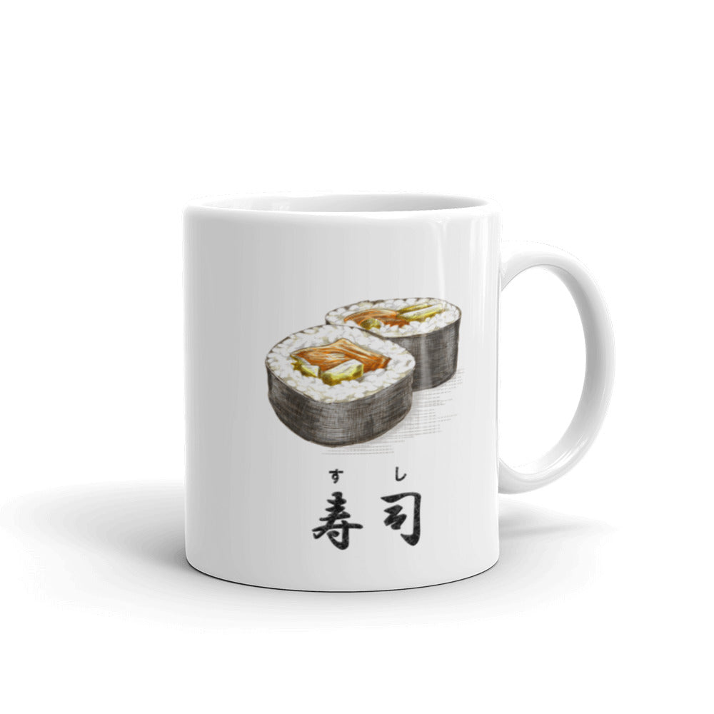 Sushi Roll with the Japanese Kanji for Sushi Mug - The Japan Shop