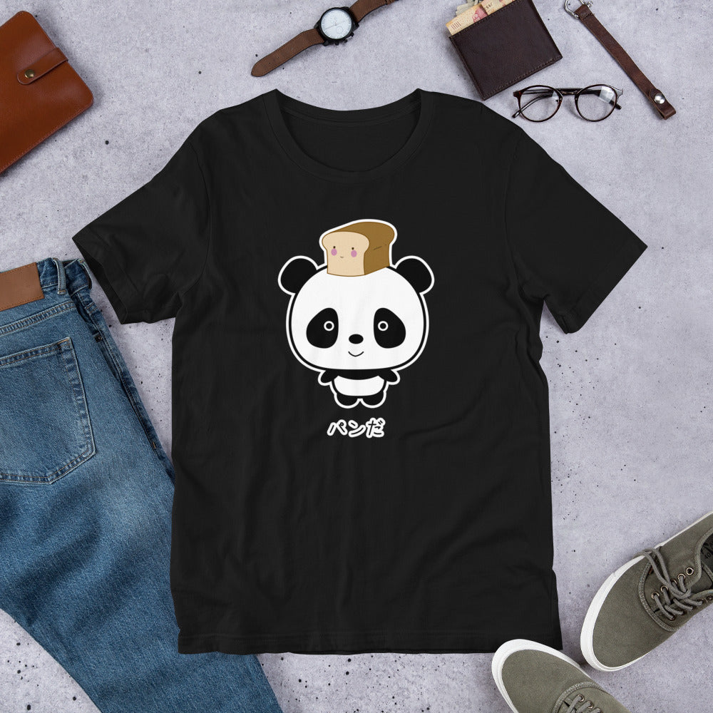 Cute and Kawaii Panda with Bread Pan Da! in Japanese Oyaji Gyagu Short-Sleeve Unisex T-Shirt - The Japan Shop