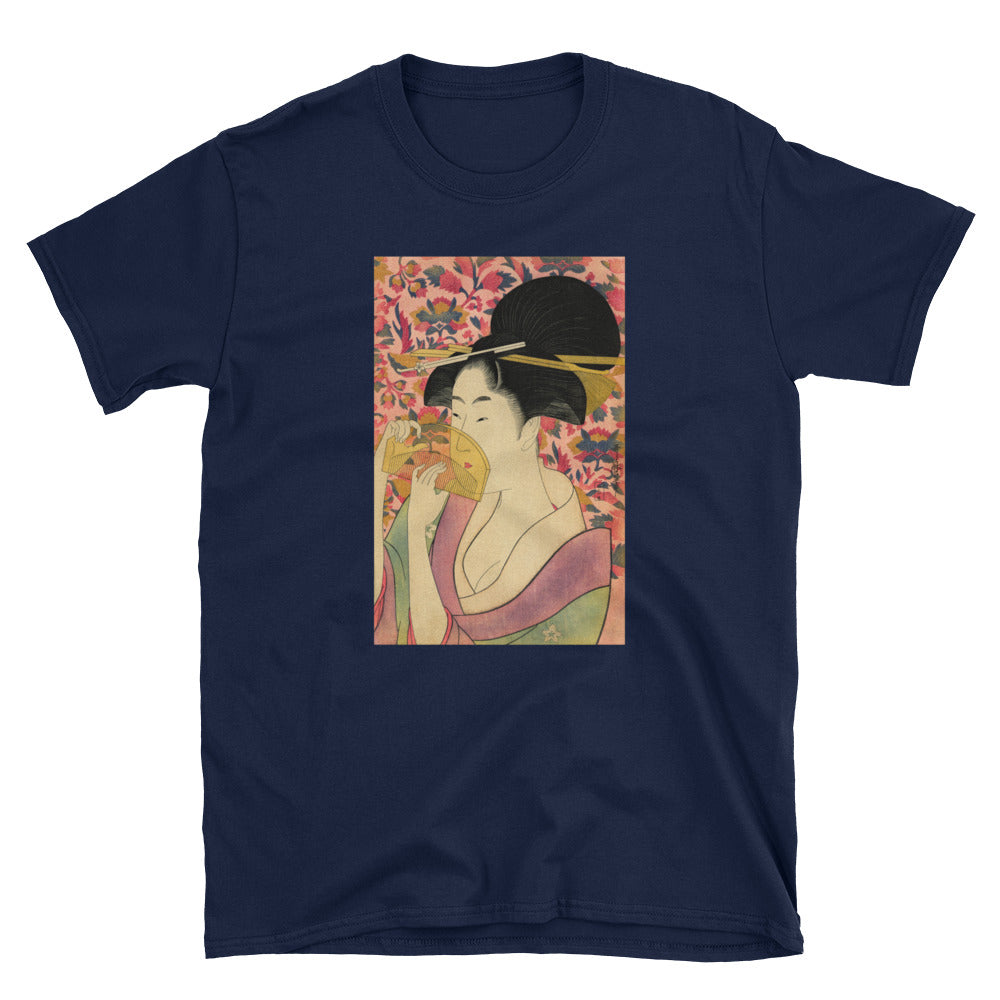 Utamaro Ukiyoe Japanese Art Bijin with Comb Short-Sleeve Unisex T-Shirt - The Japan Shop