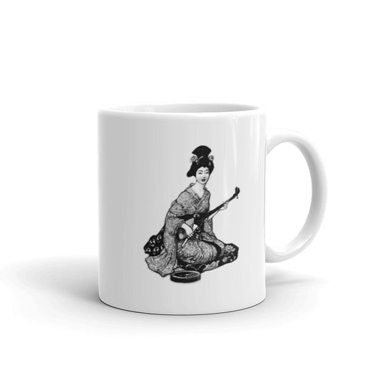 Japanese Beautiful Geisha Bijin Playing Shamisen Music Mug - The Japan Shop